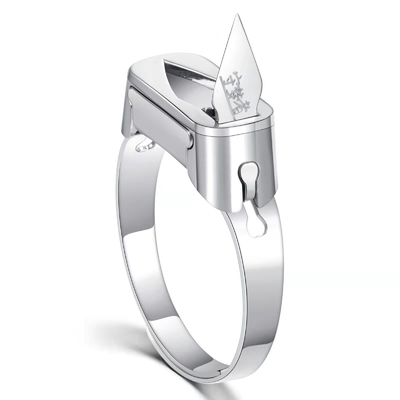 Stainless Steel Self Defense Silver Jewelry Ring Anodized Surface For Men / Women