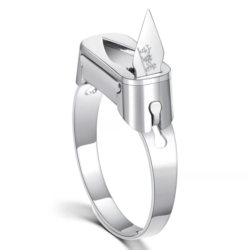 Stainless Steel Self Defense Silver Jewelry Ring Anodized Surface For Men / Women