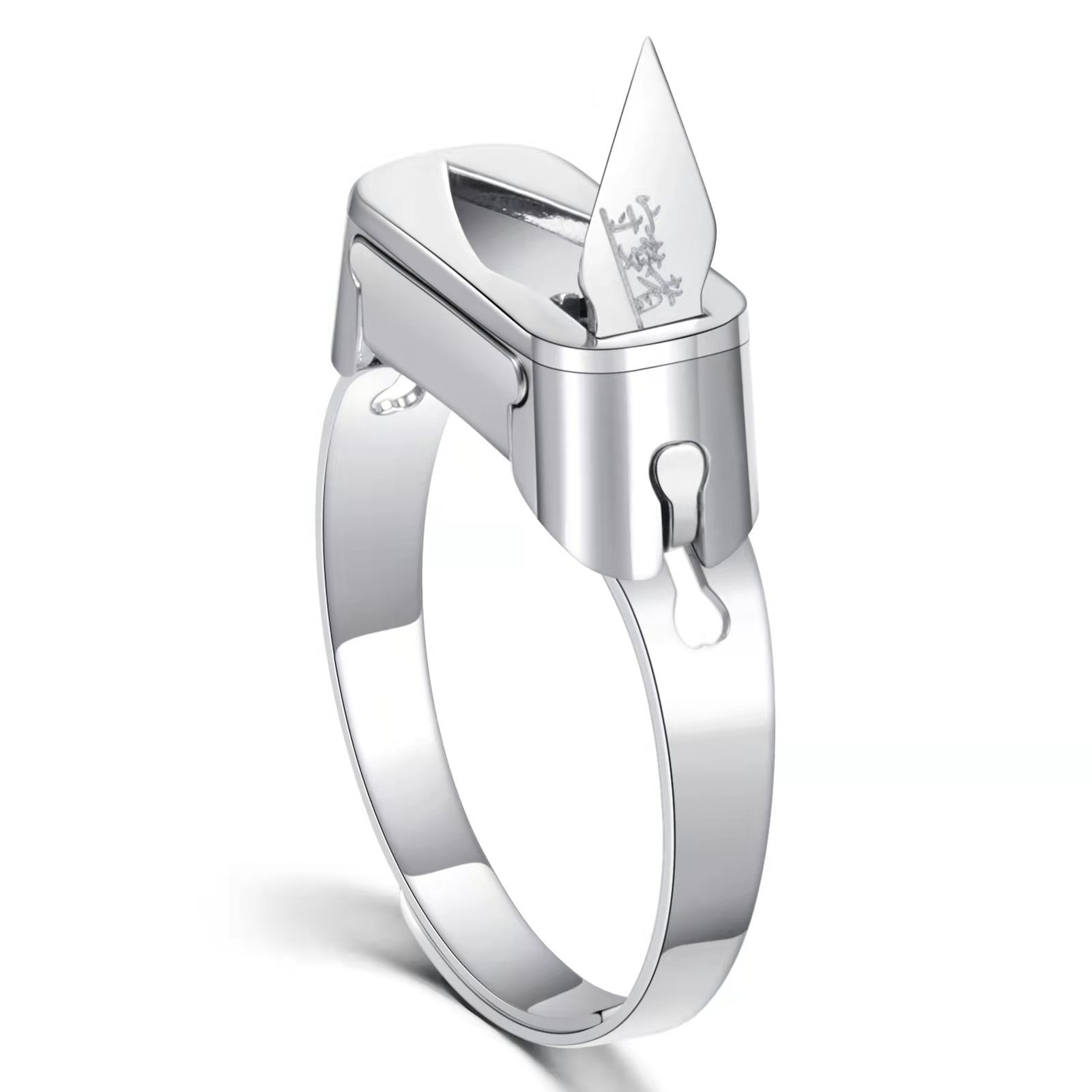Stainless Steel Self Defense Silver Jewelry Ring Anodized Surface For Men / Women